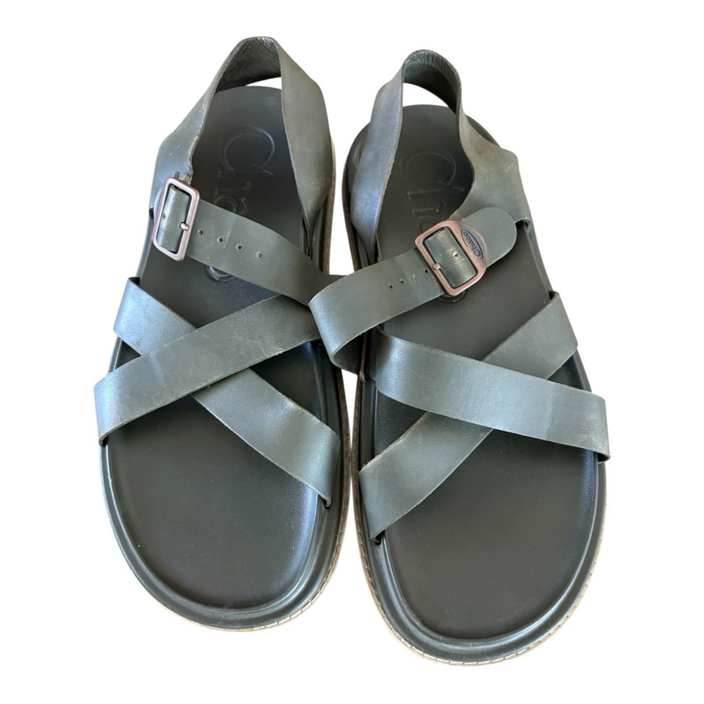 Chaco‎ Townes Women's Size 9 / 9.5 Leather Strappy Sandals Olive Night Shoes